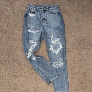 American Eagle Outfitters Ripped Blue Boyfriend Jeans